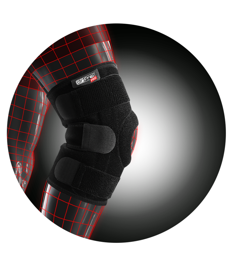Stabilisierende Kniestütze mit 4 Spiralstützen